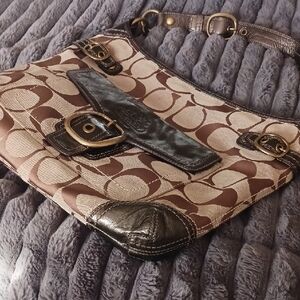 Coach Brown and Cream Shoulder Bag